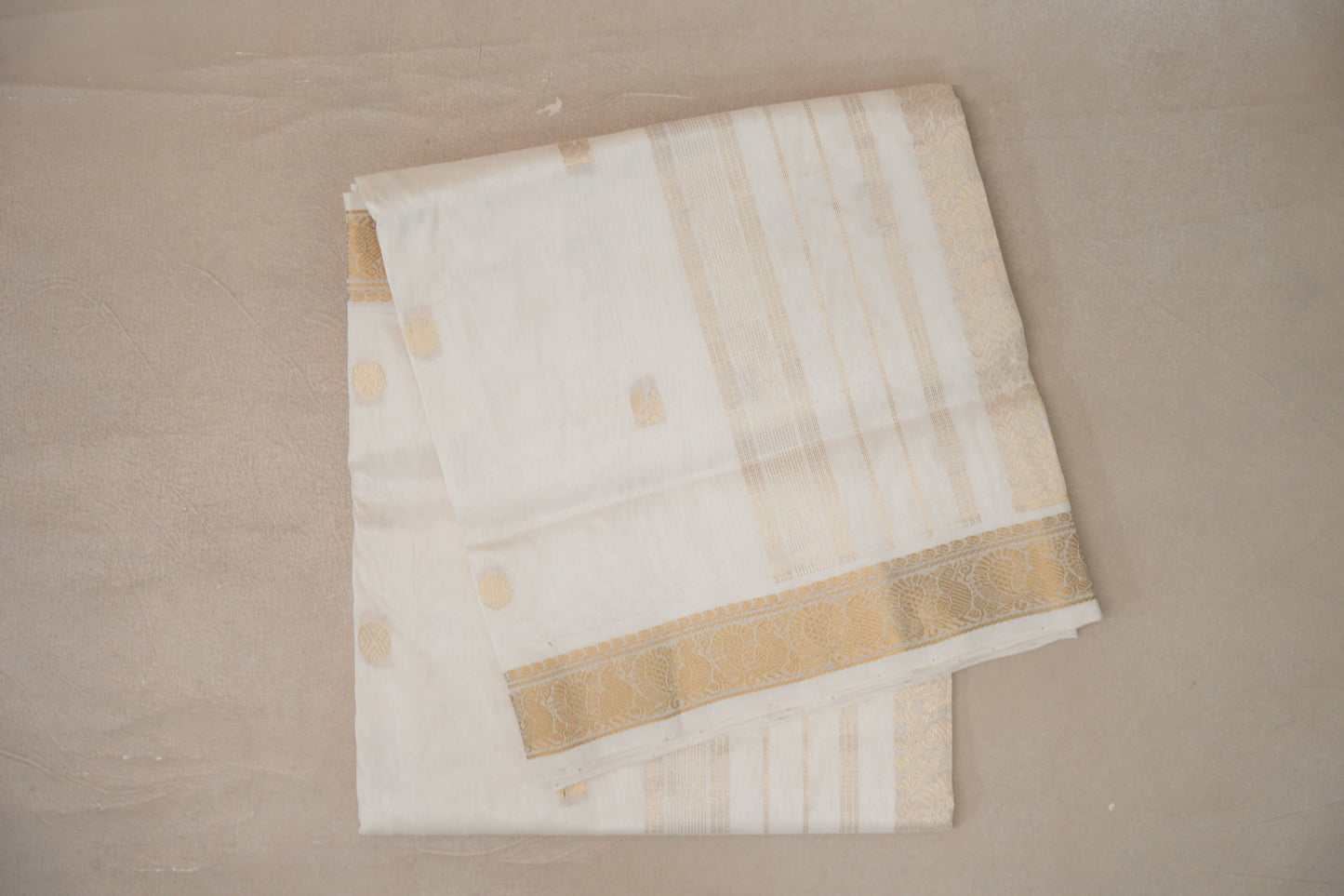Cream Vegan Silk Cotton Saree