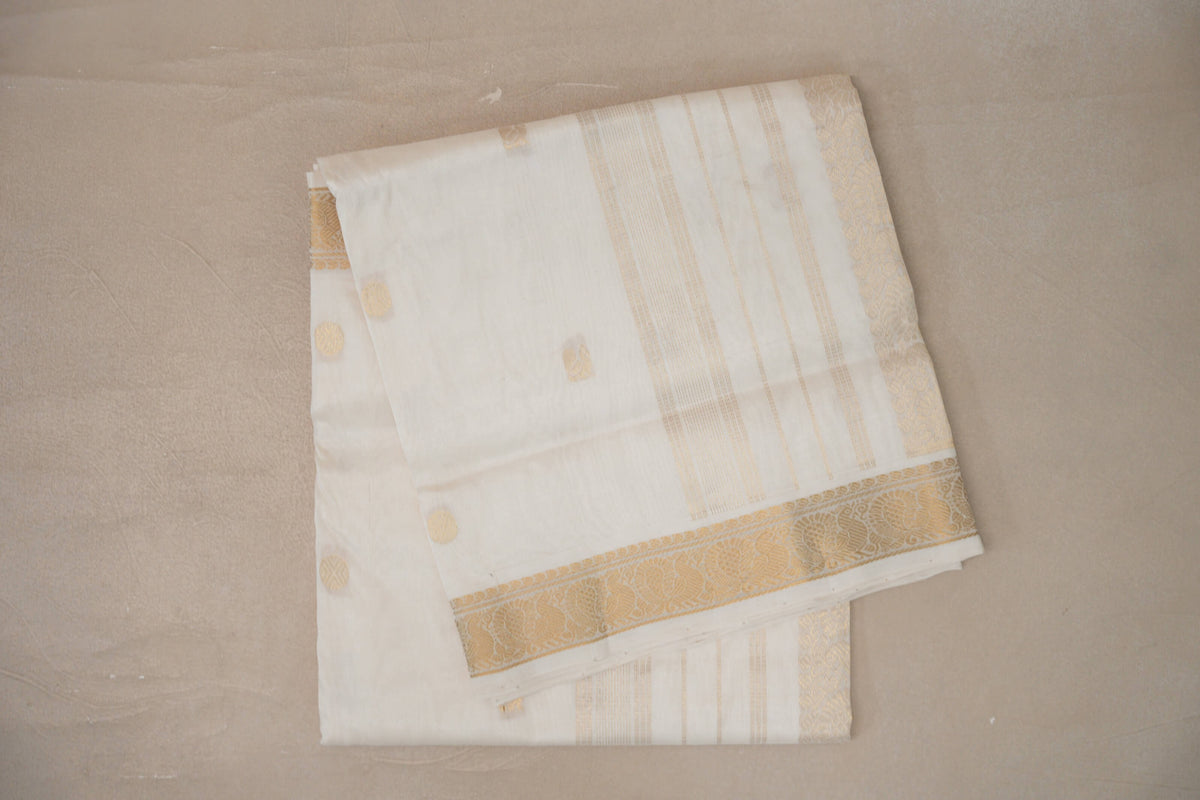 Cream Vegan Silk Cotton Saree