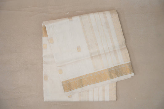 Cream Vegan Silk Cotton Saree