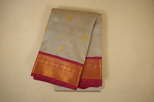 Grey vintage kanjivaram silk saree