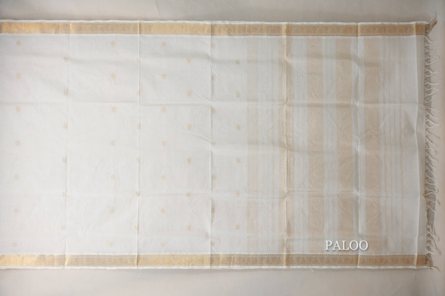 Cream Vegan Silk Cotton Saree paloo