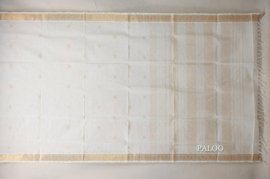 Cream Vegan Silk Cotton Saree paloo
