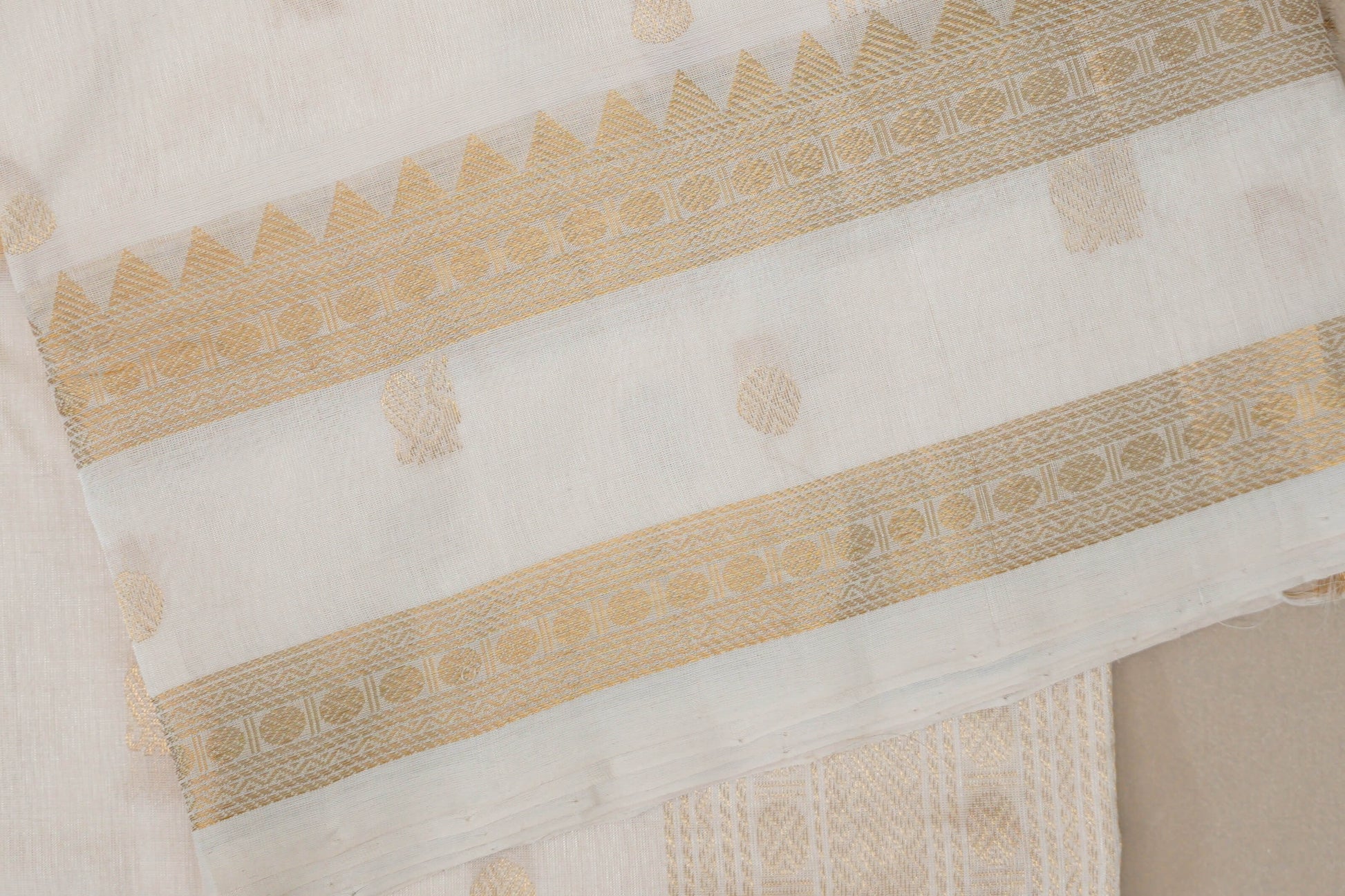 Cream Vegan Silk Cotton Saree border