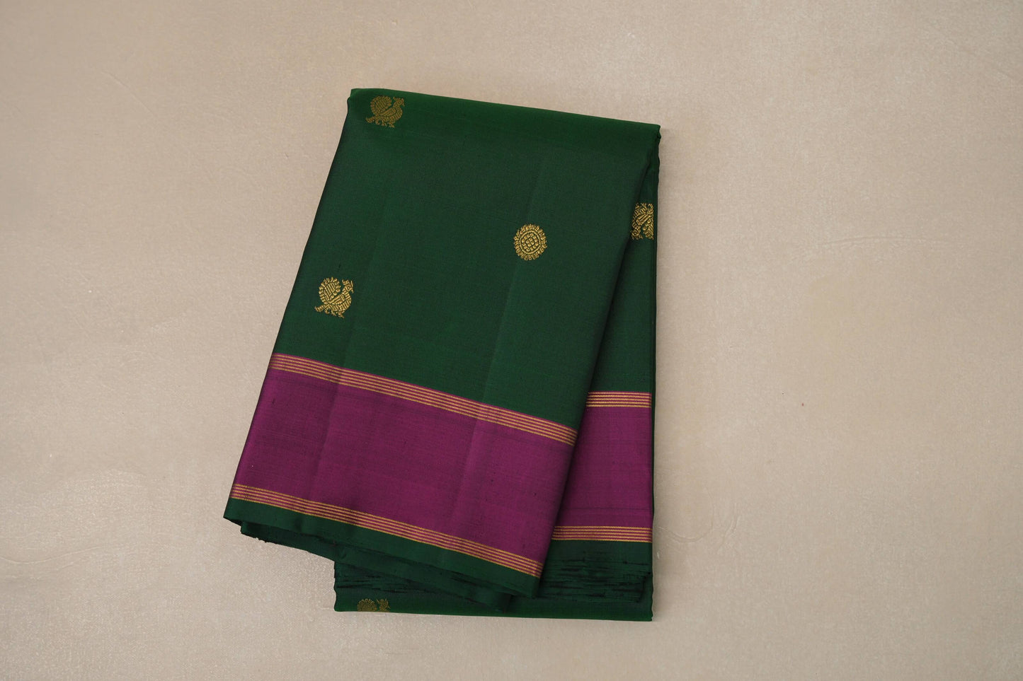 Bottle Green with magenta borders Vintage Kanjivaram Silk Saree