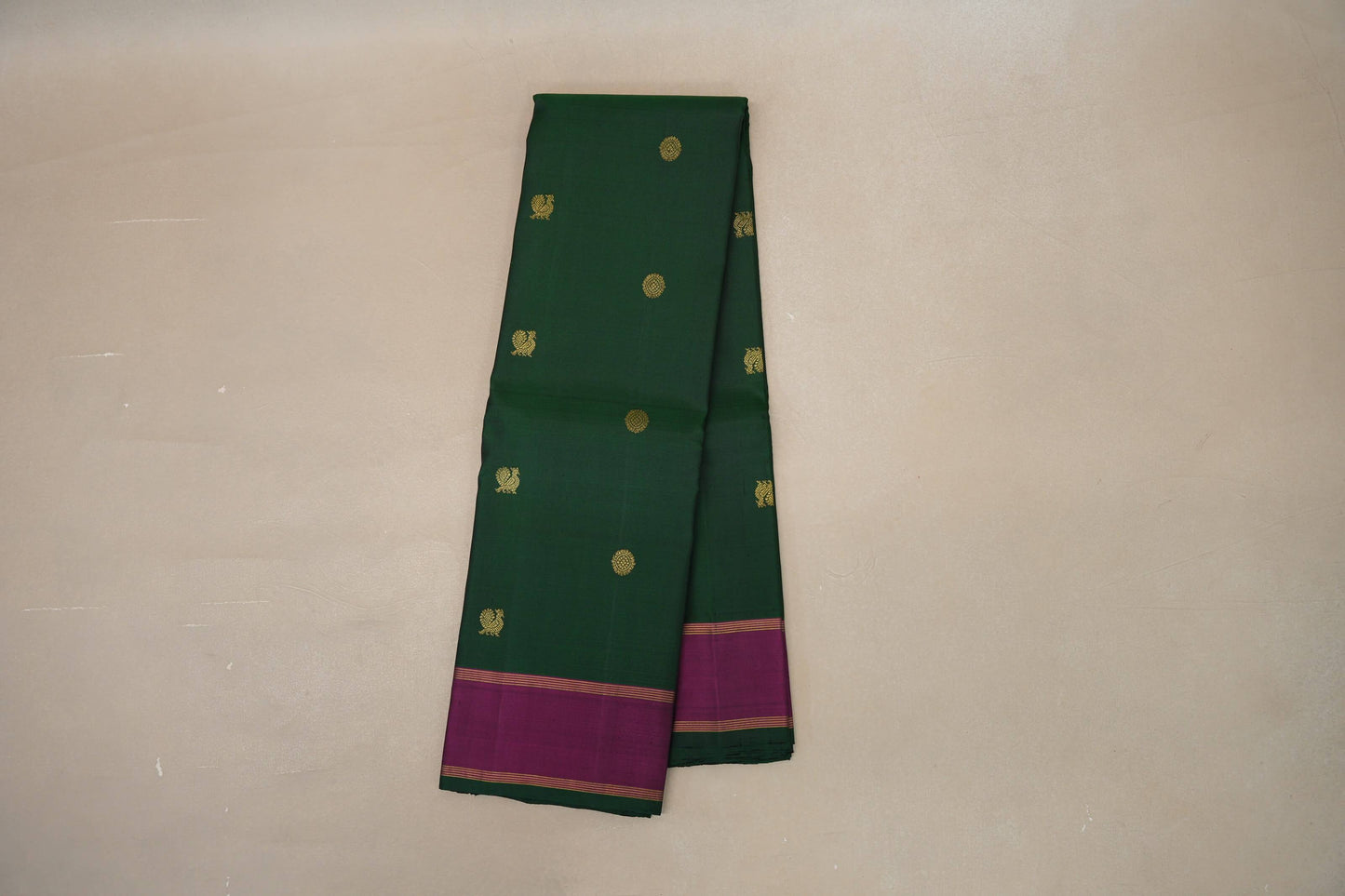 Bottle Green with magenta border Vintage Kanjivaram Silk Saree SS8860