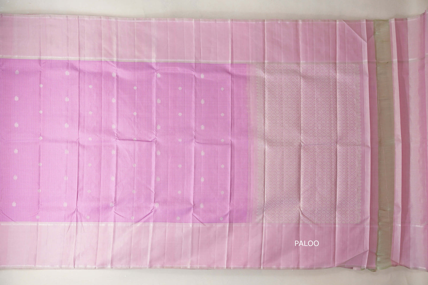 Light Lavender with greenish pink border Vintage Kanjivaram Silk Saree paloo