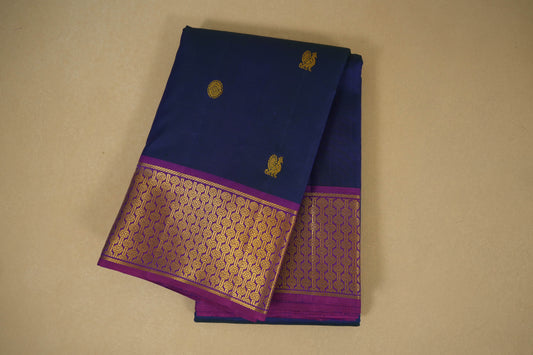 Peacock blue vintage kanjivaram silk saree