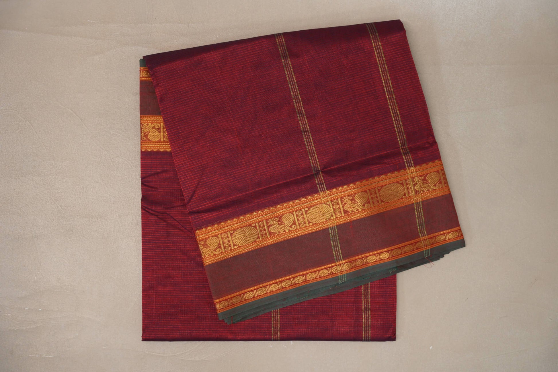 Dual Tone of Red & Blue Grey Vegan Silk Cotton Saree