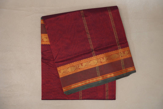 Dual Tone of Red & Blue Grey Vegan Silk Cotton Saree