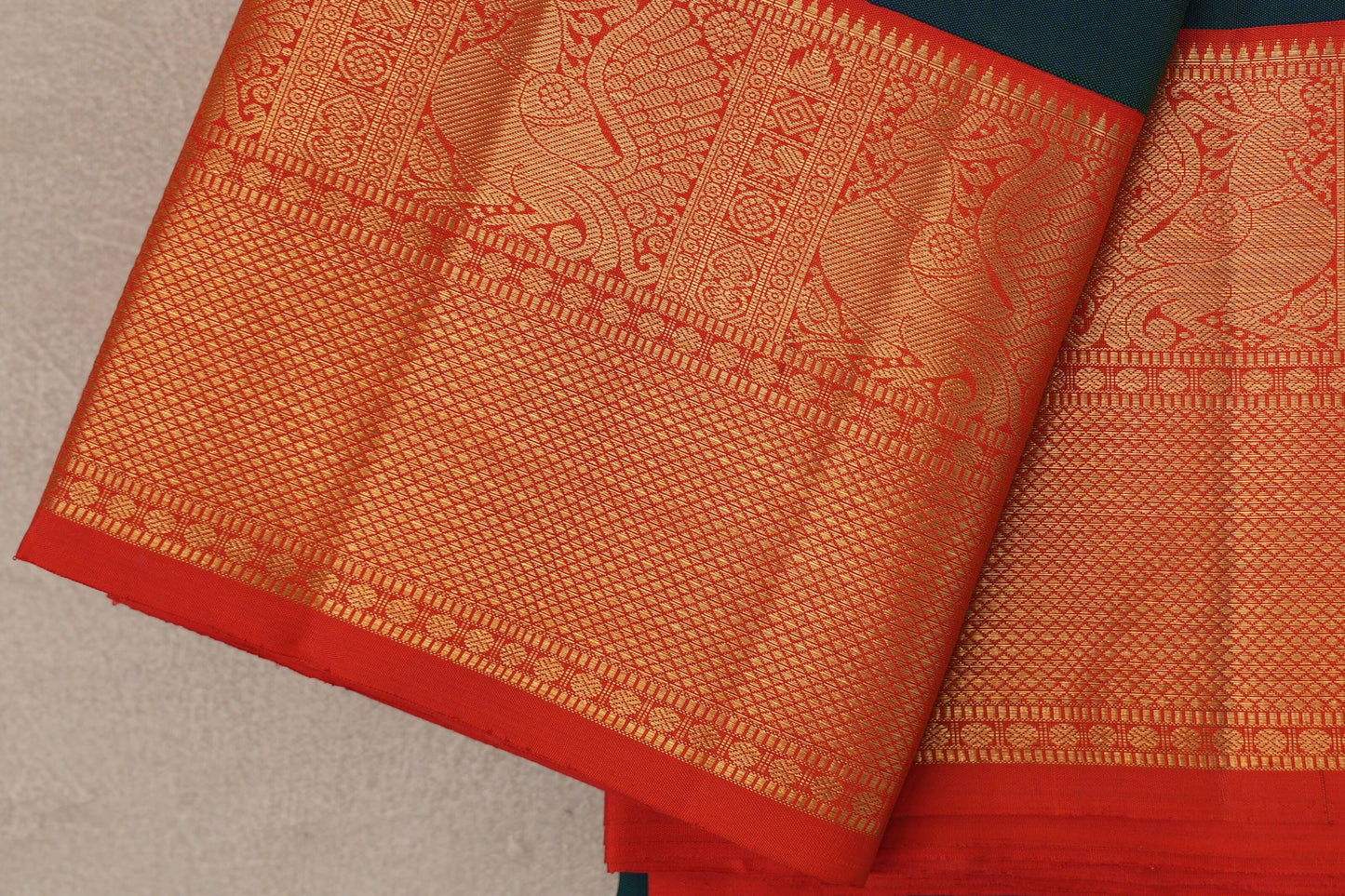 Peacock Blue Vintage Kanjivaram Silk Saree border
