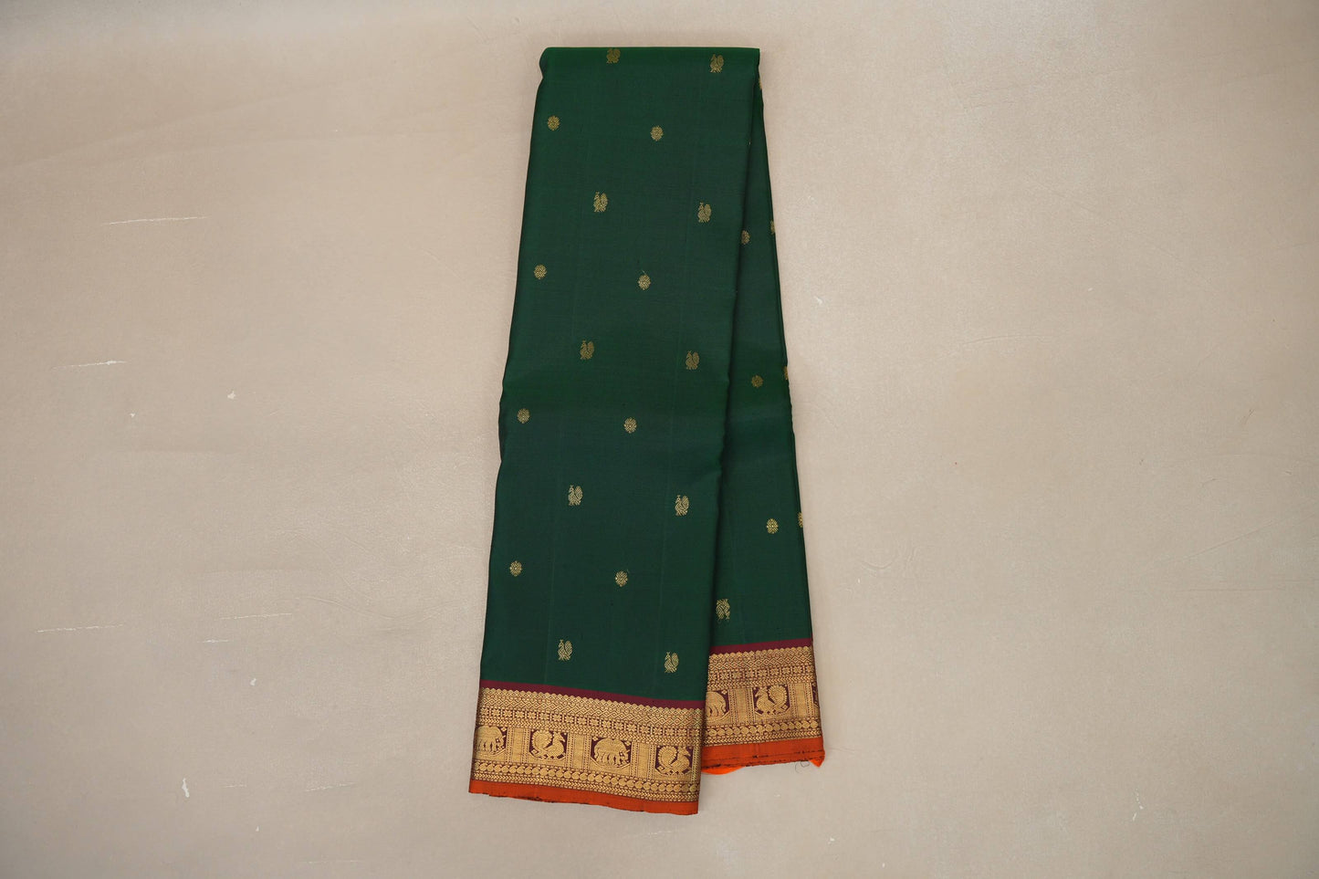 Bottle Green with Maroon border Vintage Kanjivaram Silk Saree SS8867