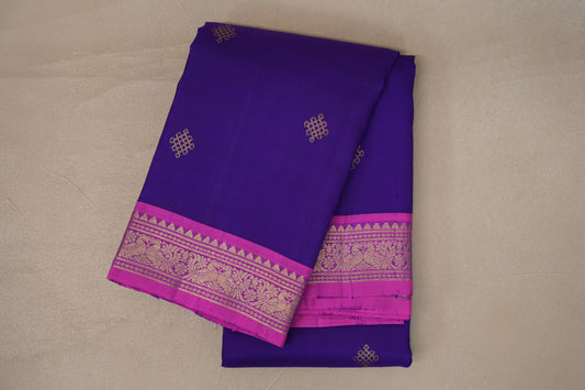 Violet Purple with Magenta Borders Vintage Kanjivaram Silk Saree