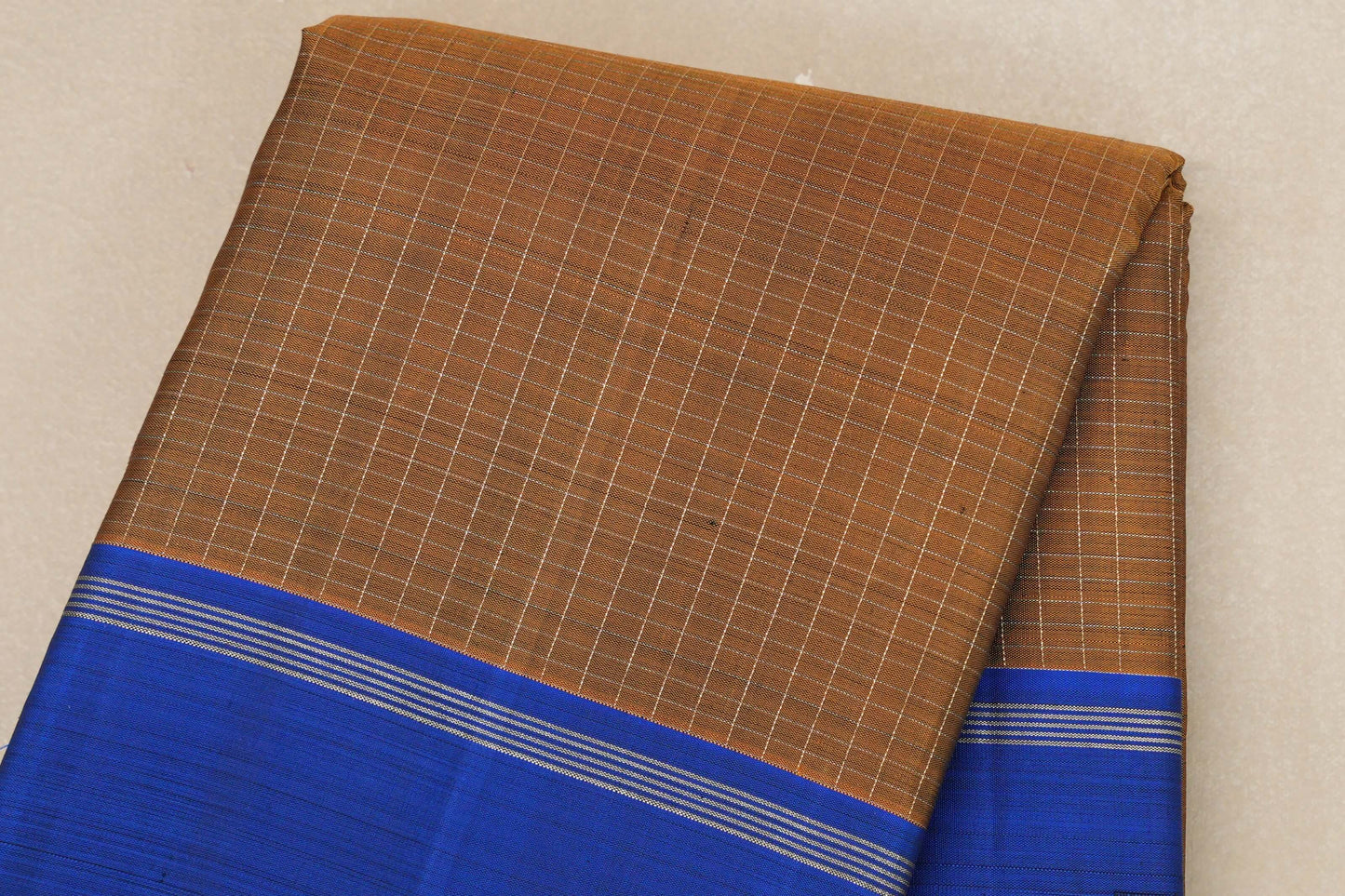 Mehendi Green with Blue border Vintage Kanjivaram Silk Saree body