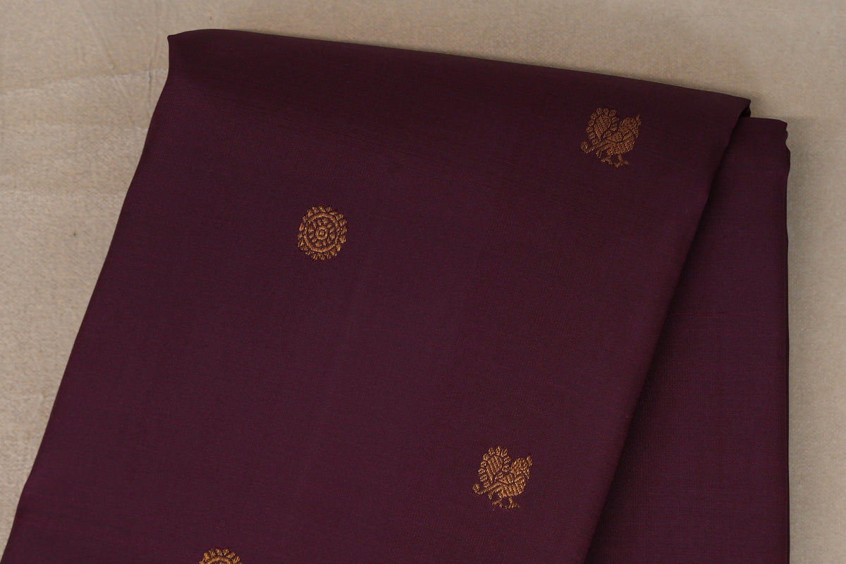 Deep Wine with Violet & Burnt Orange Selvedge Borders Vintage Kanjivaram Silk Saree body