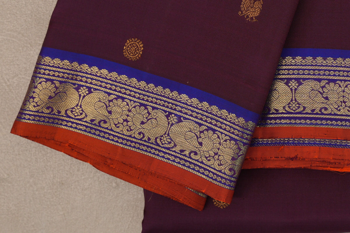 Deep Wine Vintage Kanjivaram Silk Saree border