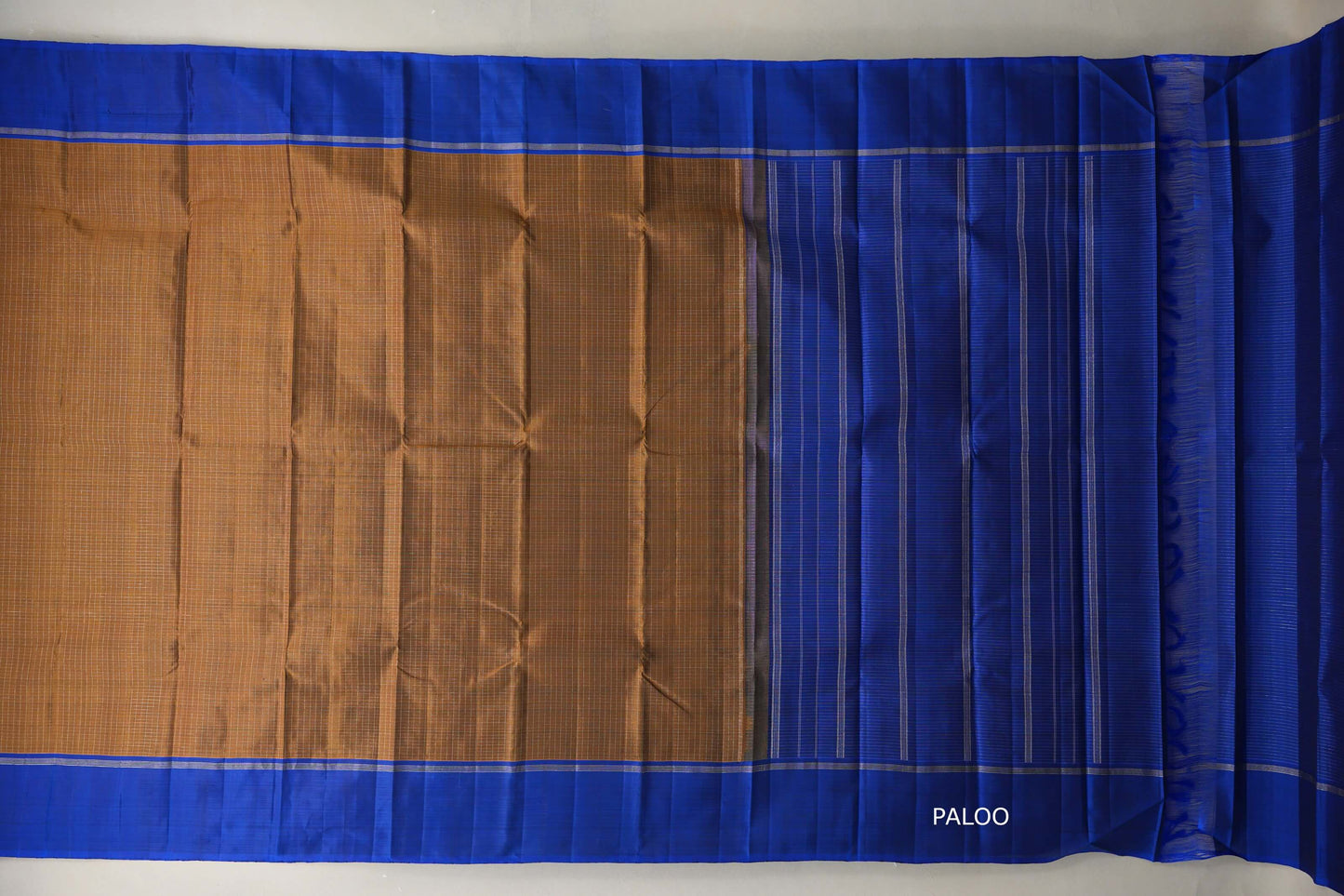 Mehendi Green with Blue border Vintage Kanjivaram Silk Saree paloo
