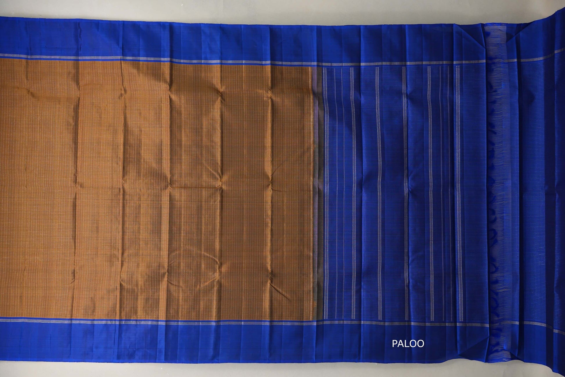 Mehendi Green with Blue border Vintage Kanjivaram Silk Saree paloo