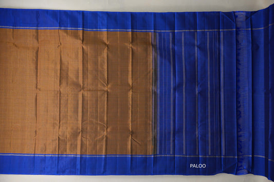 Mehendi Green with Blue border Vintage Kanjivaram Silk Saree paloo