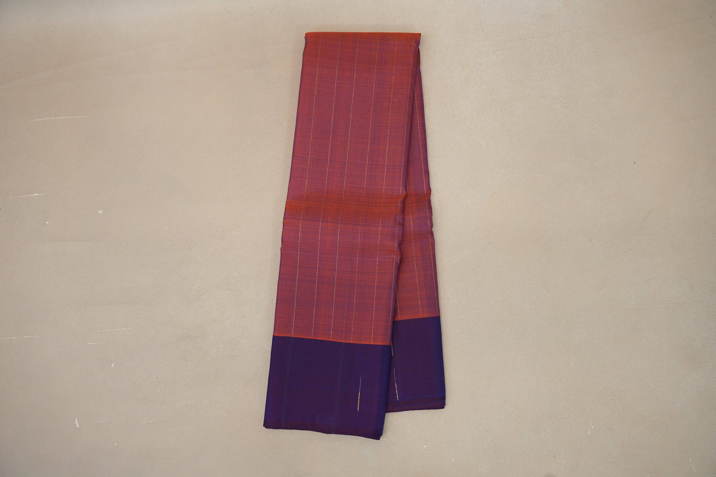 Rust with Purple borders Plant based Kanjivaram Silk Saree SS8869