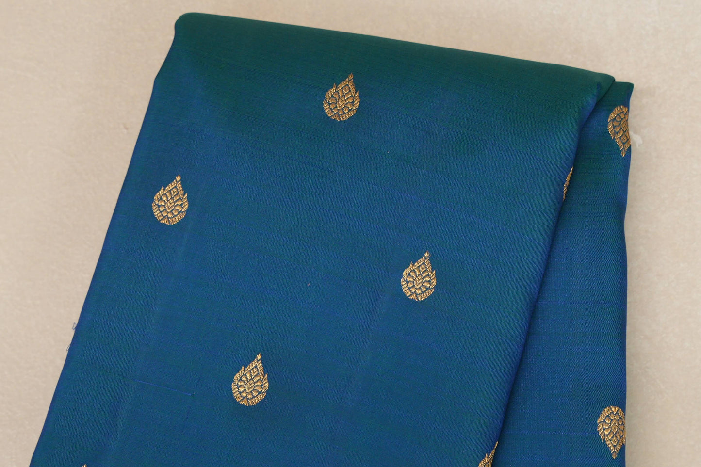 Peacock Blue with Magenta borders Plant based Kanjivaram Silk Saree body