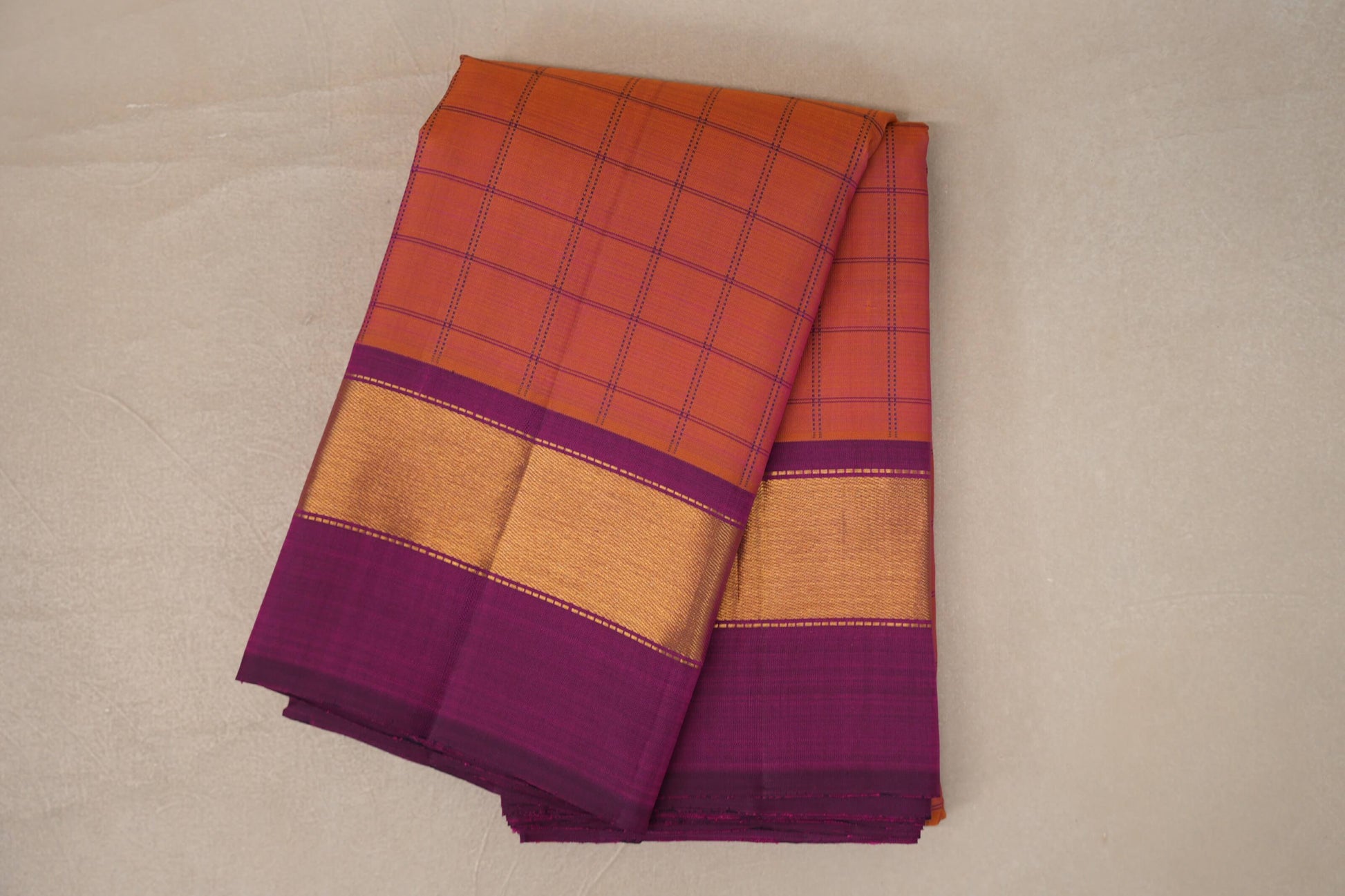 Dual Tone of Mustard and Pink with Deep Magenta Borders Vintage Kanjivaram Silk Saree