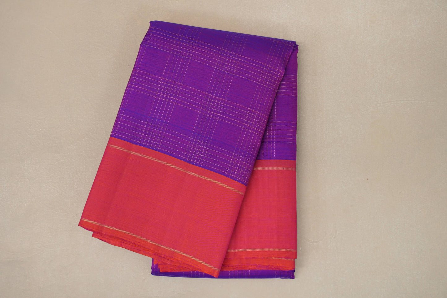 Magenta with Orange border Vintage Kanjivaram Silk Saree 