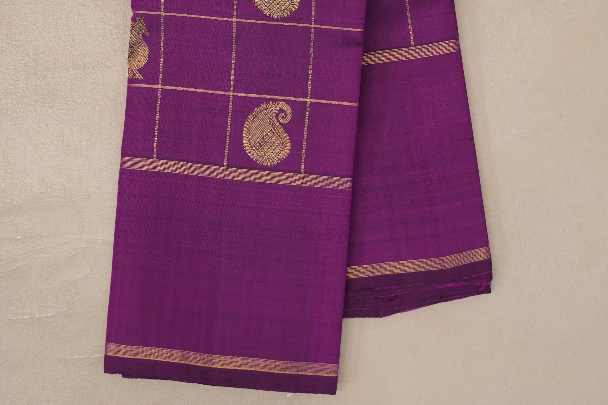 Deep Purple Vintage Kanjivaram Silk Saree border