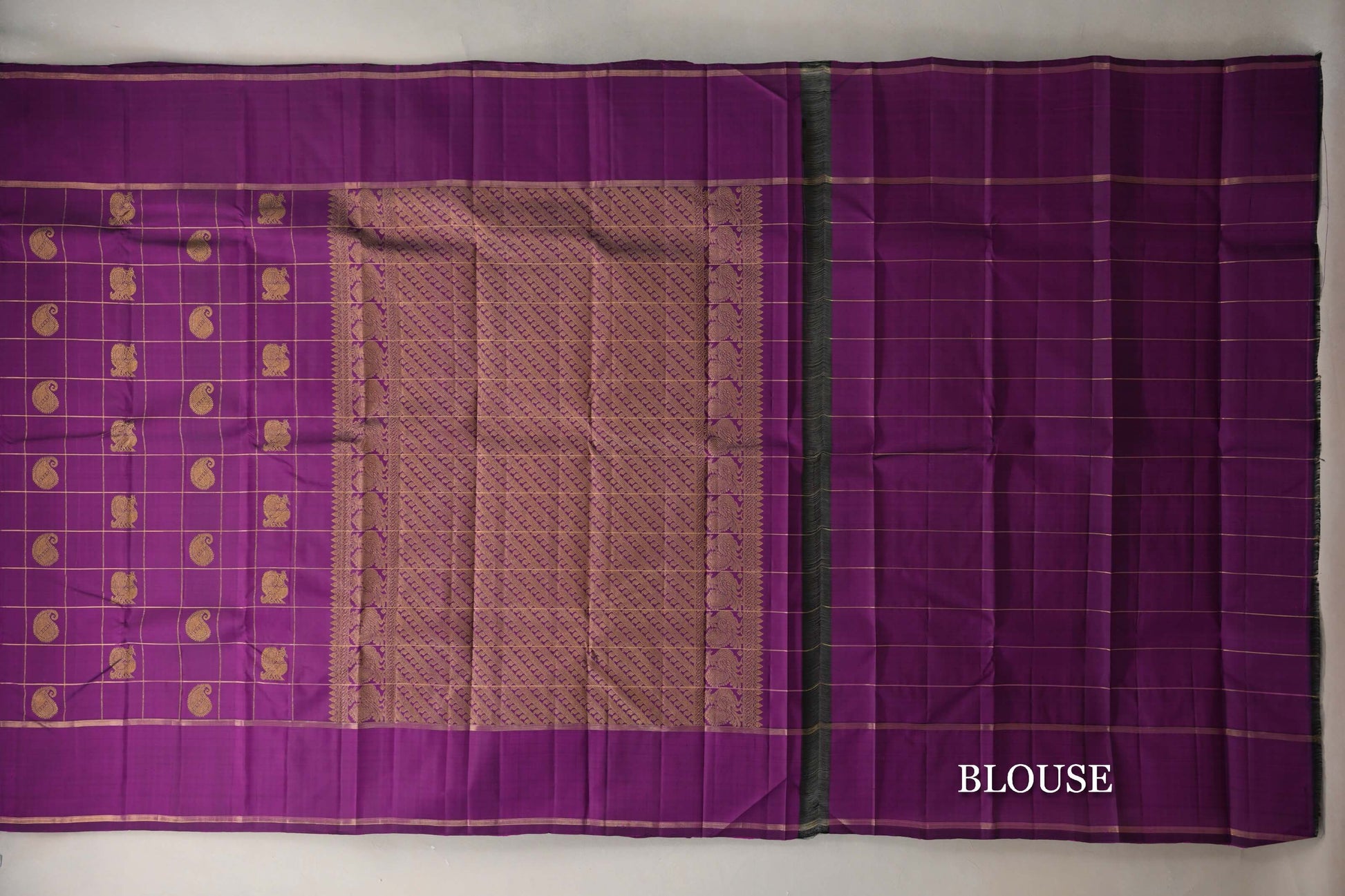 Deep Purple Vintage Kanjivaram Silk Saree blouse