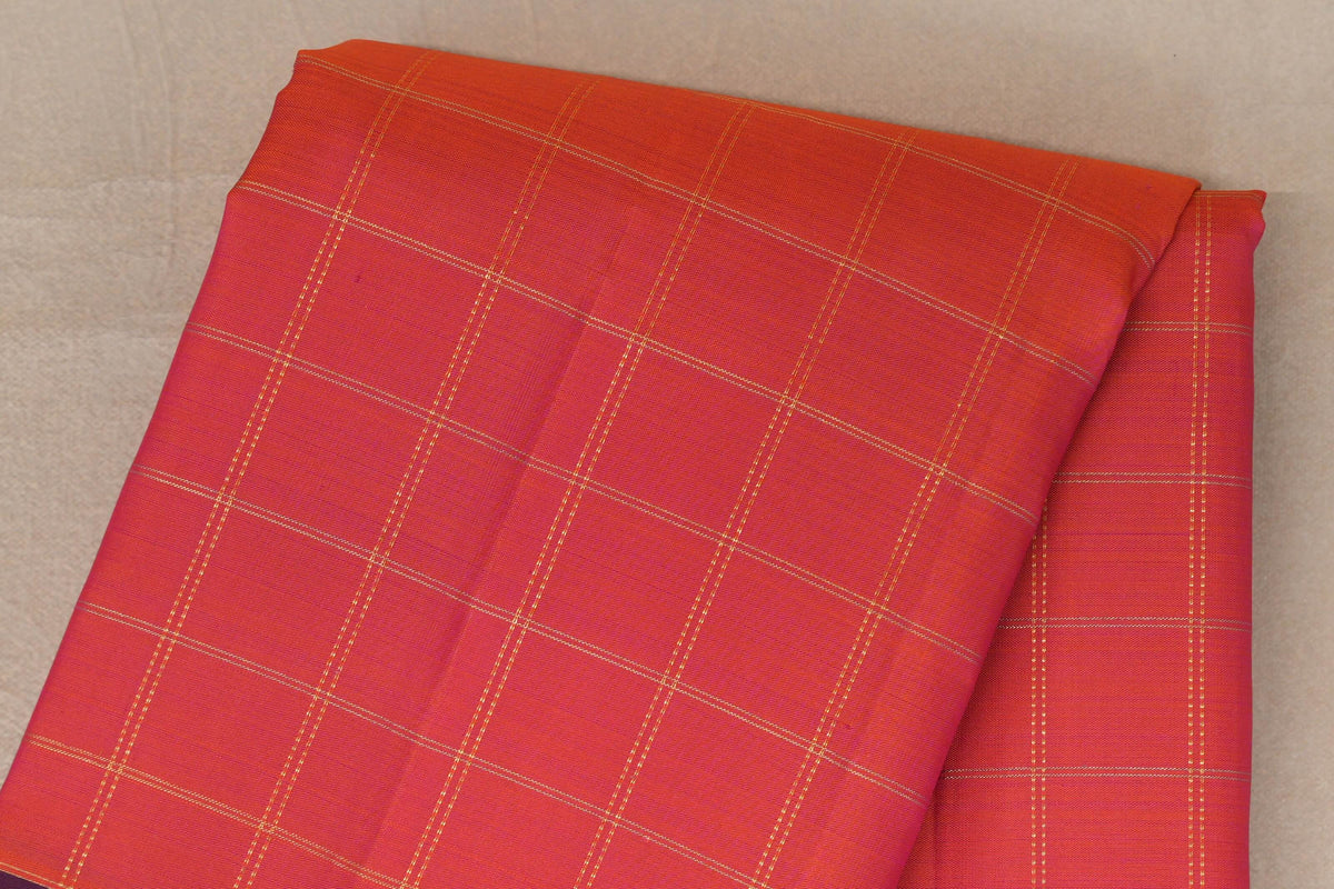 Dual Tone of orange and Pink with Deep Magenta Borders Vintage Kanjivaram Silk Saree body