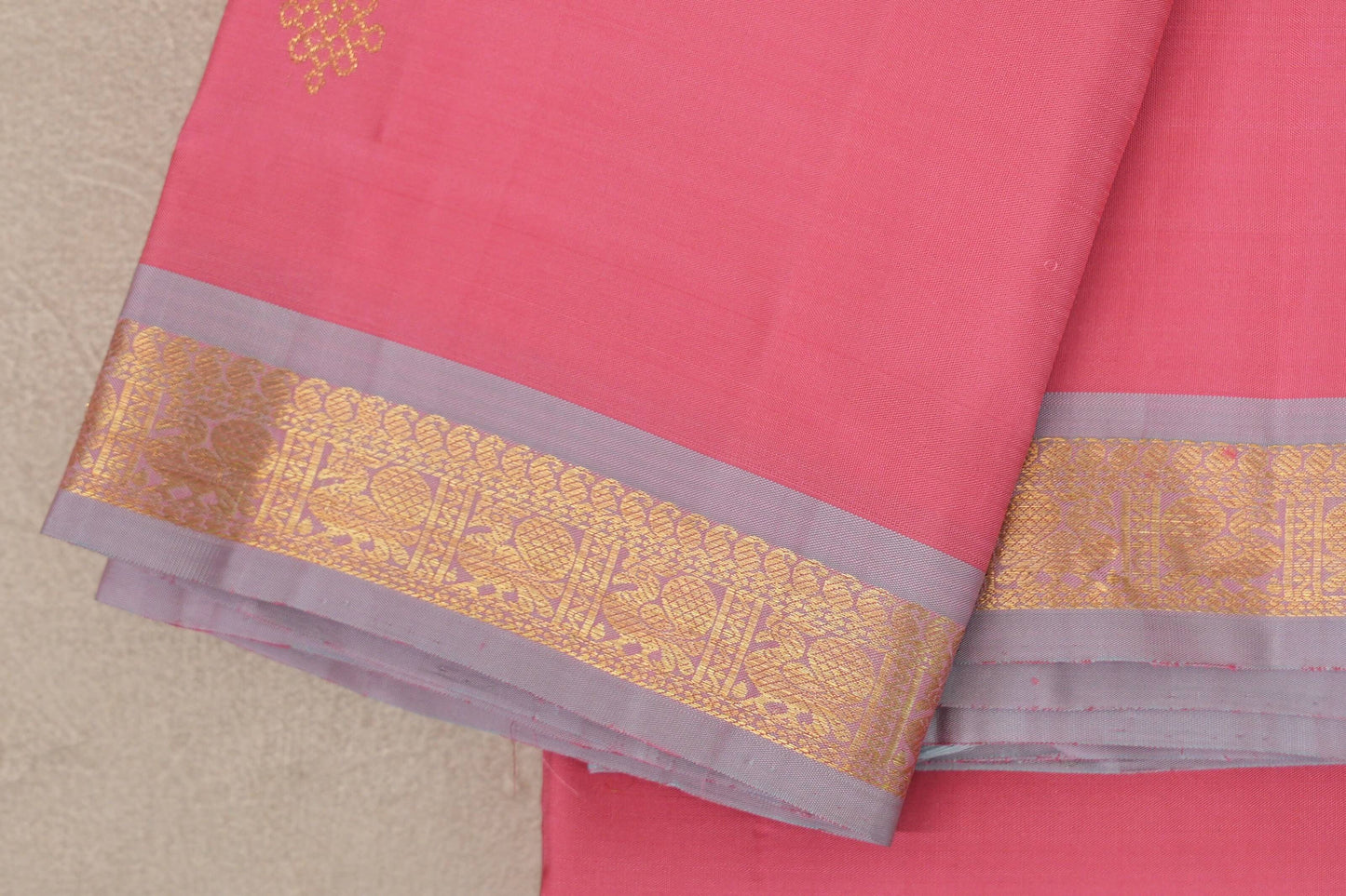 Rose Pink Vintage Kanjivaram Silk Saree border