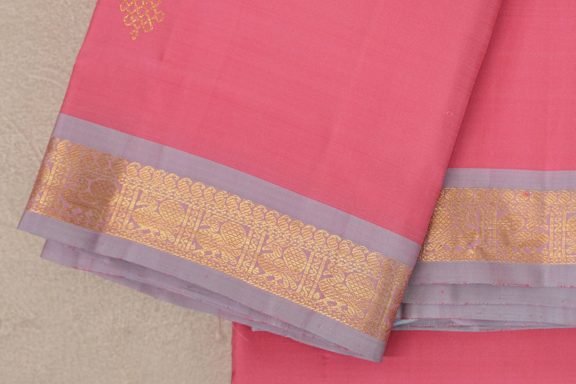 Rose Pink Vintage Kanjivaram Silk Saree border