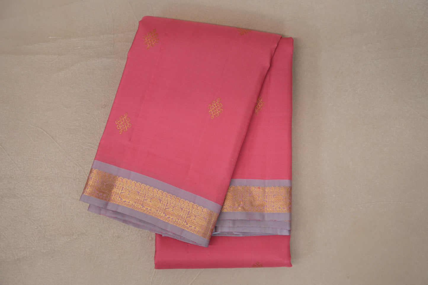 Rose Pink with Dual Tone of Rose Pink and Elaichi Green Borders Vintage Kanjivaram Silk Saree