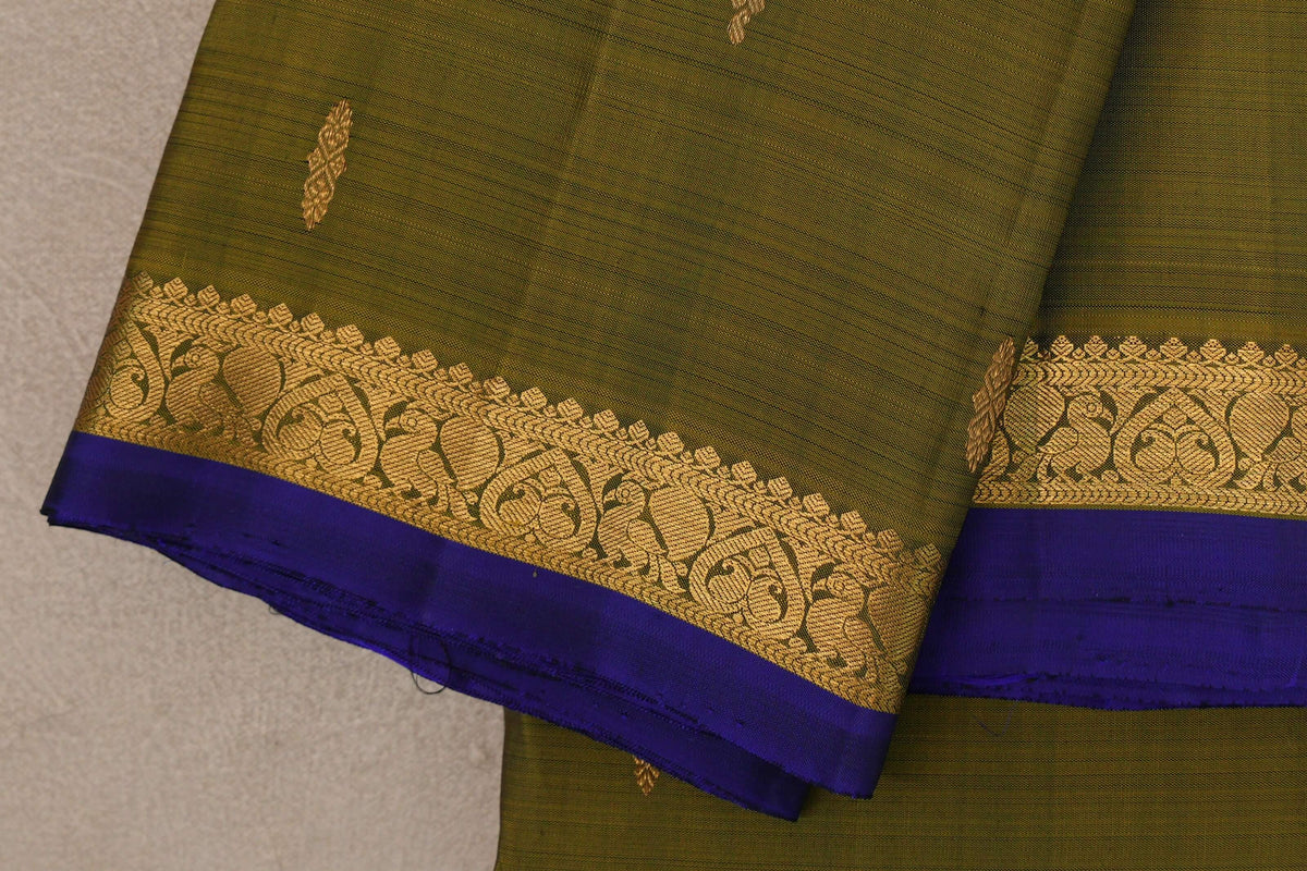 Olive Green Vintage Kanjivaram Silk Saree border