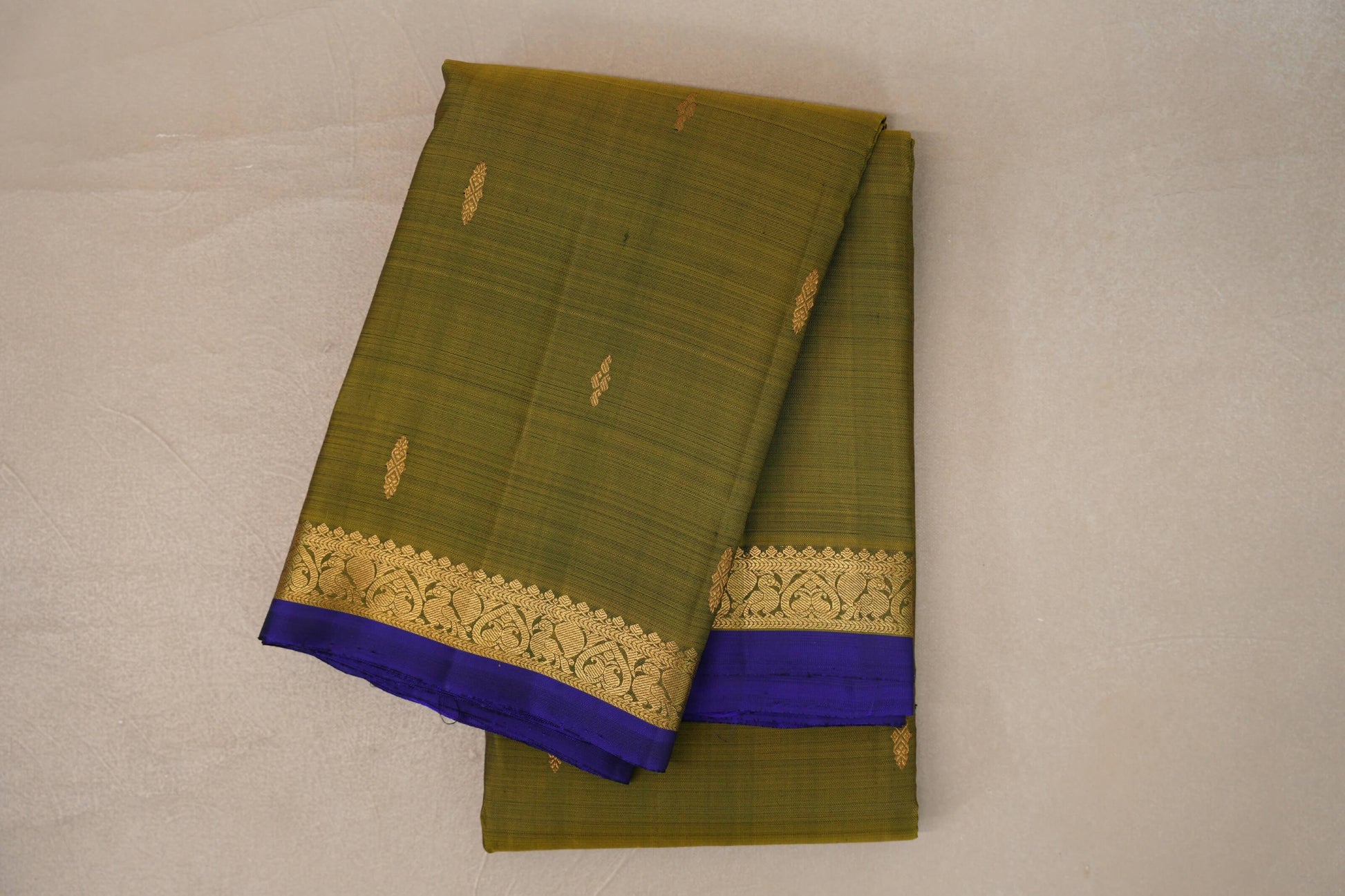 Olive Green Vintage Kanjivaram Silk Saree