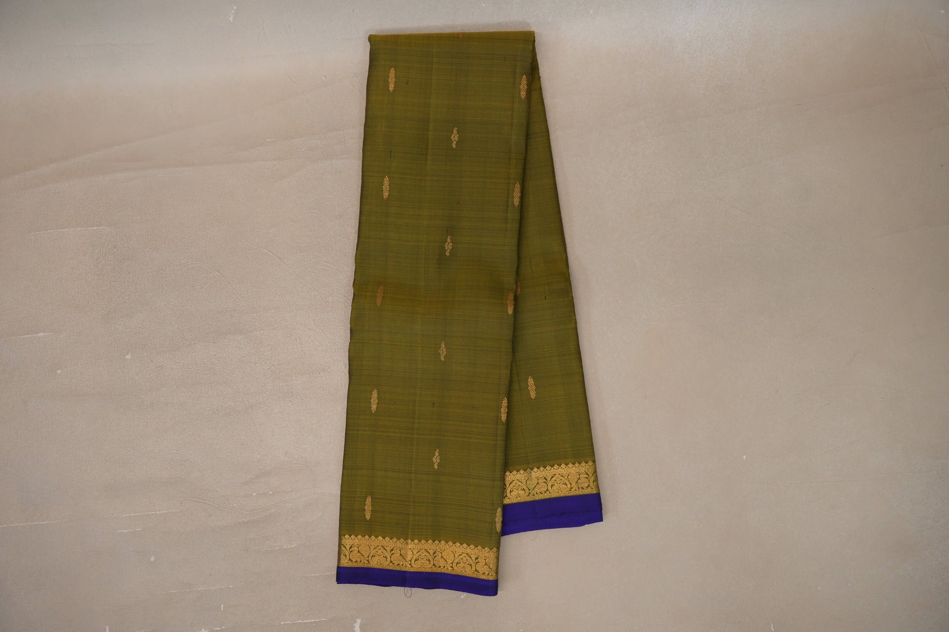 Online Olive Green Vintage Kanjivaram Silk Saree