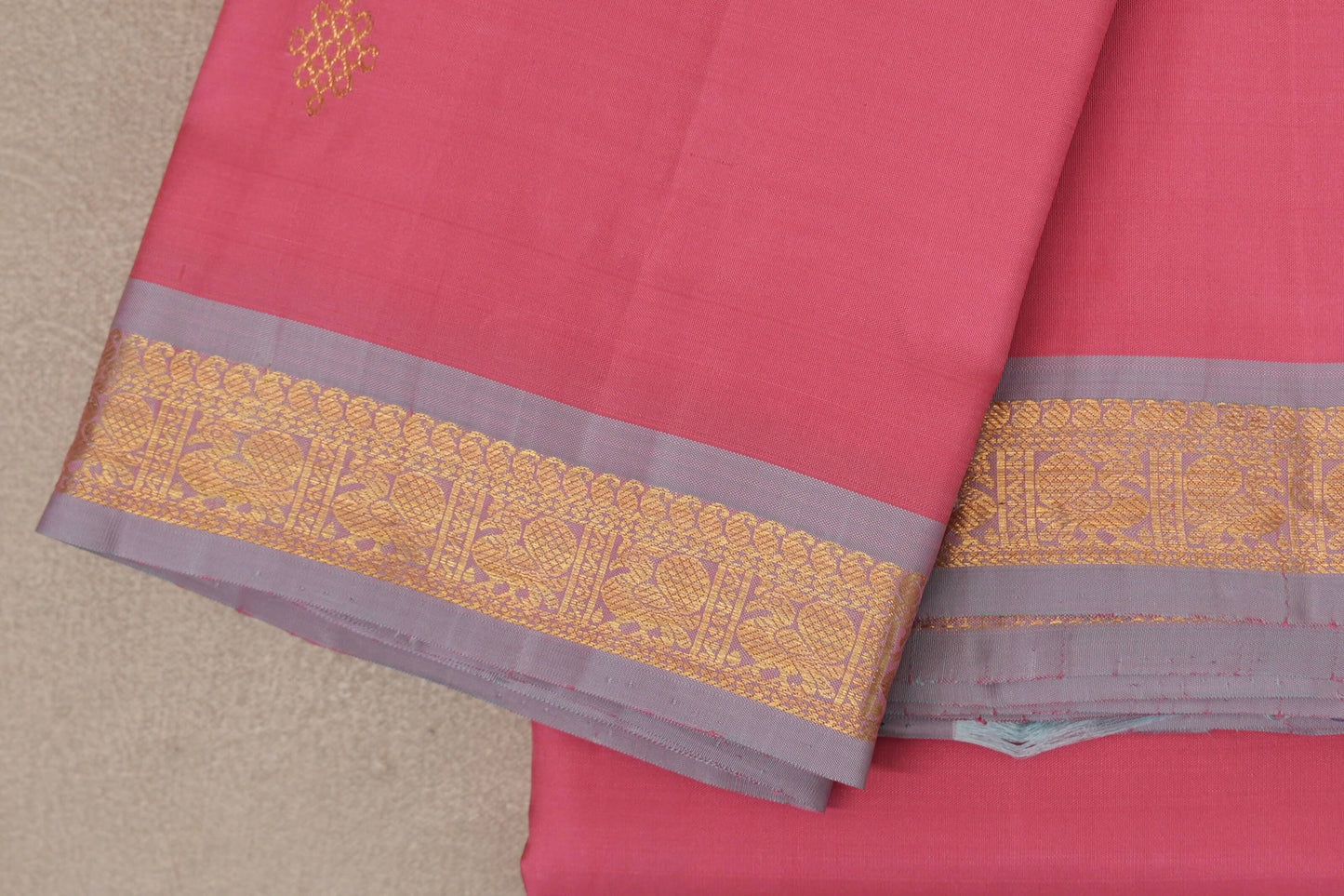 Rose Pink Vintage Kanjivaram Silk Saree border