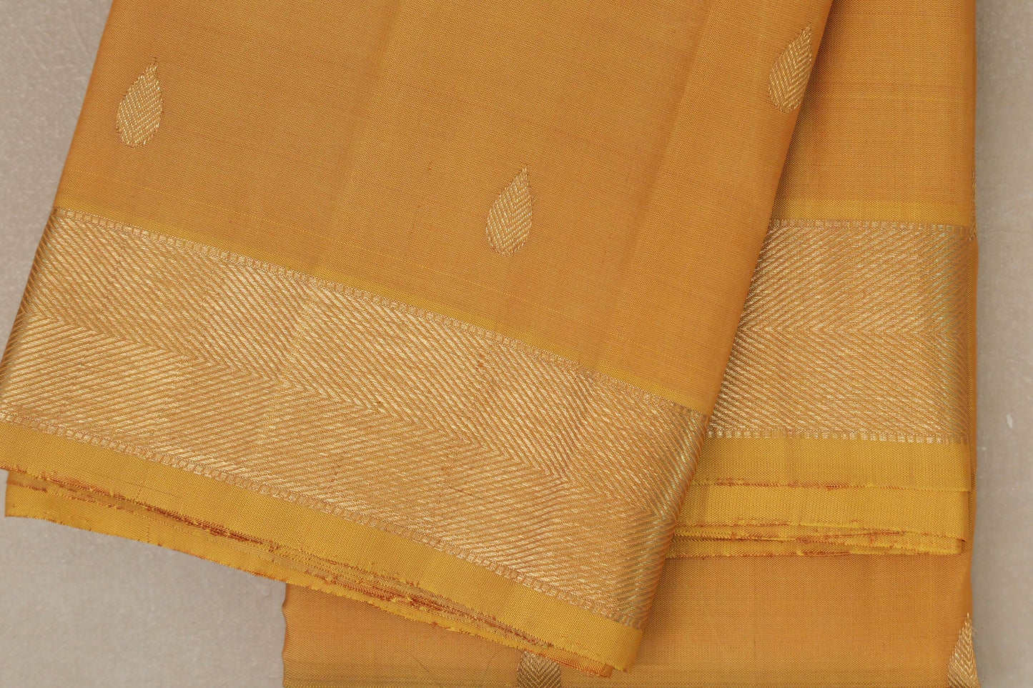 Light Lemon Yellow Vintage Kanjivaram Silk Saree  by Shreenivas Silks  border