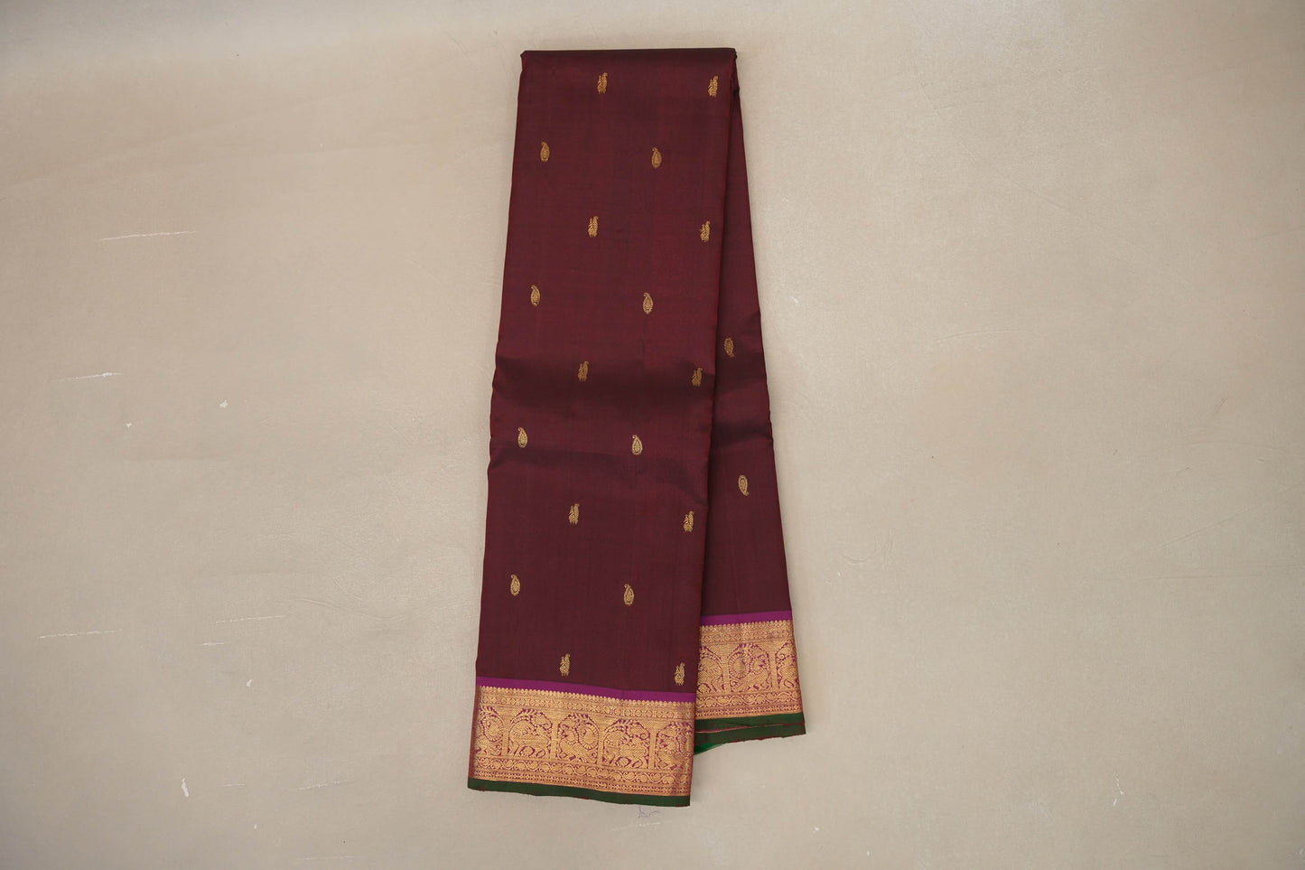Burgundy Maroon with magenta borders Vintage Kanjivaram Silk Saree SS8879