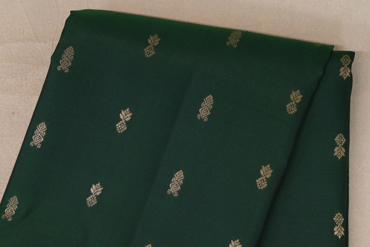 Deep Bottle Green with Dual Tone of Orange and Pink Borders Soft Silk Saree body