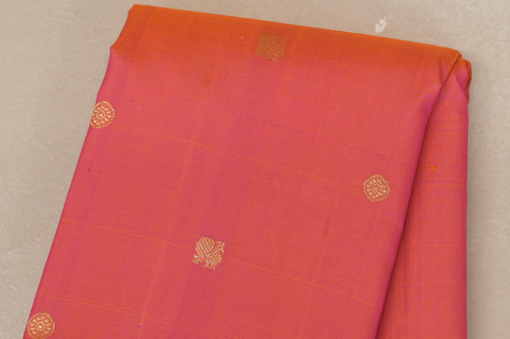 Orange with Pink Dual Tone with Magenta borders Vintage Kanjivaram Silk Saree body