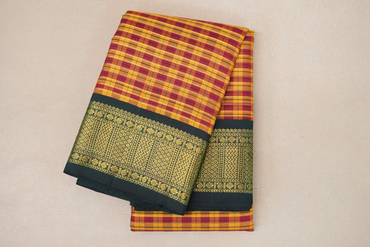 folded Multi Color Vintage Kanjivaram Silk Saree  