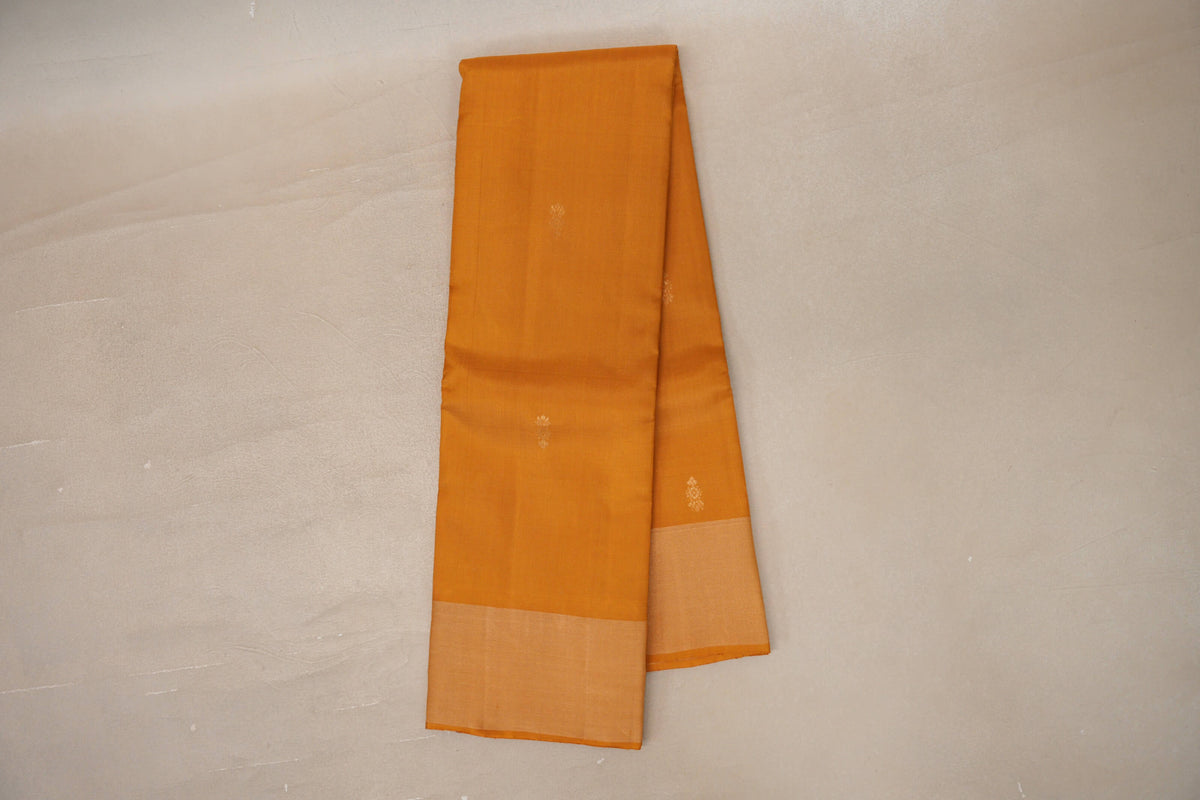 Online Mustard Orange Light Weight Kanjivaram Silk Saree
