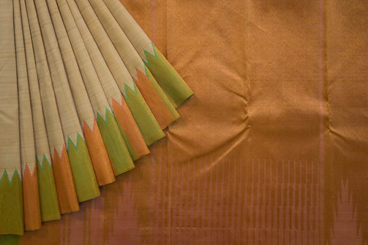 Beige kanchipuram silk saree