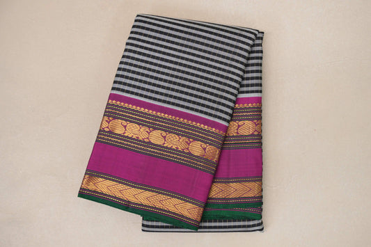 Multi Color Vintage Kanjivaram Silk Saree  folded 