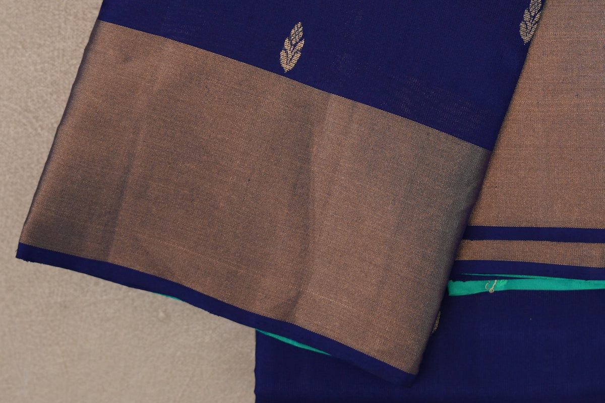Deep Blue Light Weight Kanjivaram Silk Saree border