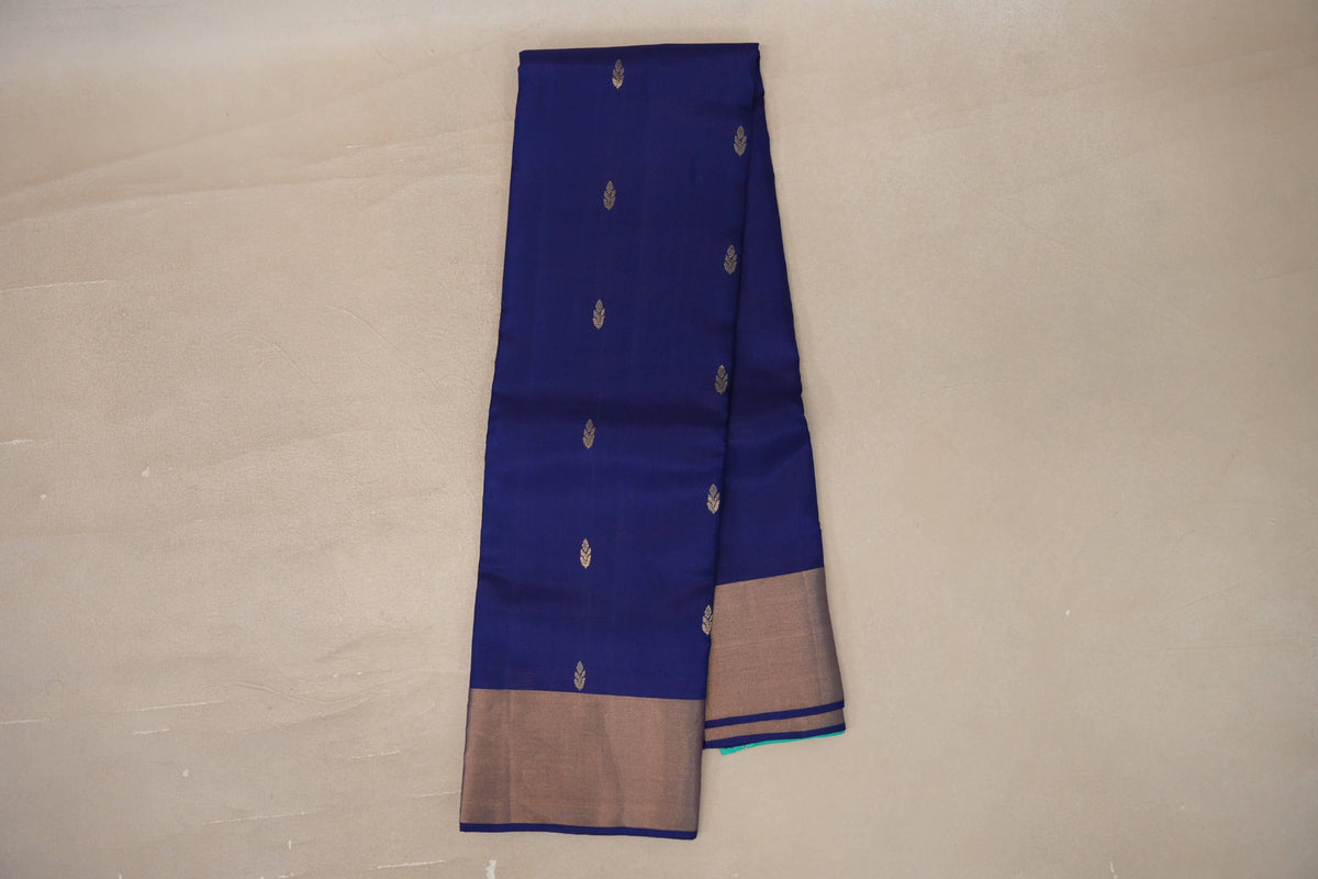 Online Deep Blue Light Weight Kanjivaram Silk Saree