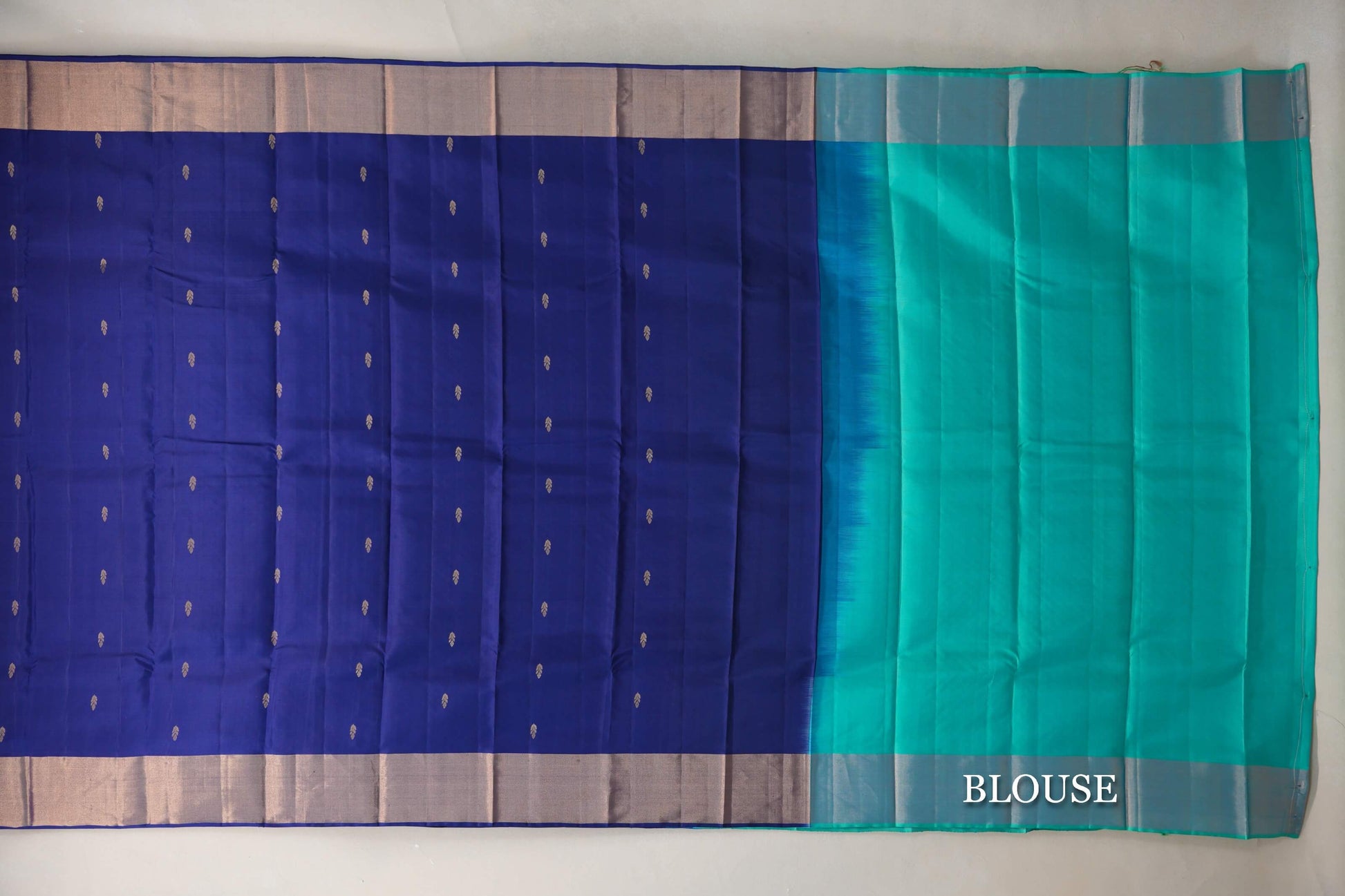 Deep Blue Light Weight Kanjivaram Silk Saree blouse