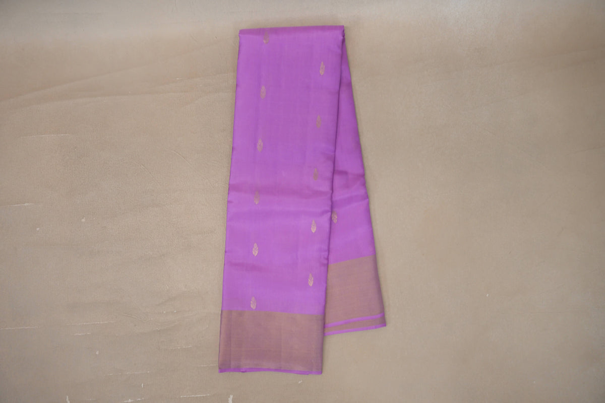 Online Lavender Pink Light Weight Kanjivaram Silk Saree