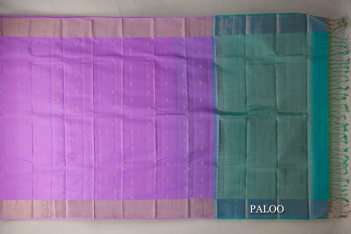 Lavender Pink Light Weight Kanjivaram Silk Saree paloo