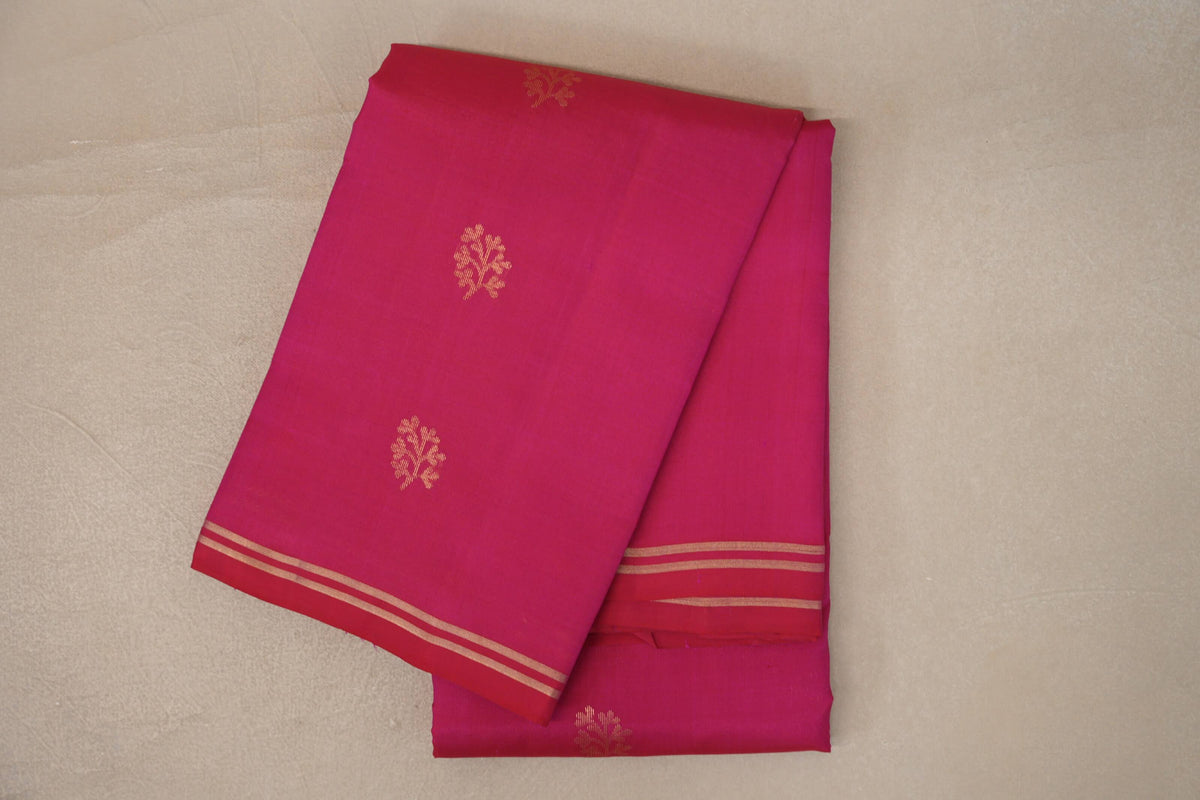 Bright Pink Light Weight Kanjivaram Silk Saree